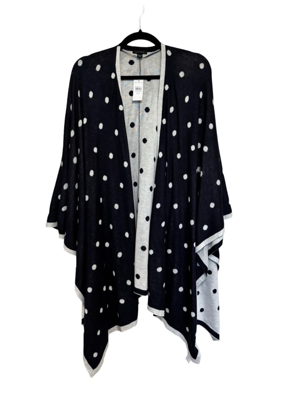 NEW Ann Taylor Sweater Poncho Shawl Wrap in Navy and White Polka Dot - One Size
